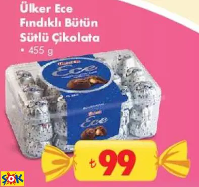ÜLKER ECE FINDIKLI BÜTÜN SÜTLÜ ÇİKOLATA